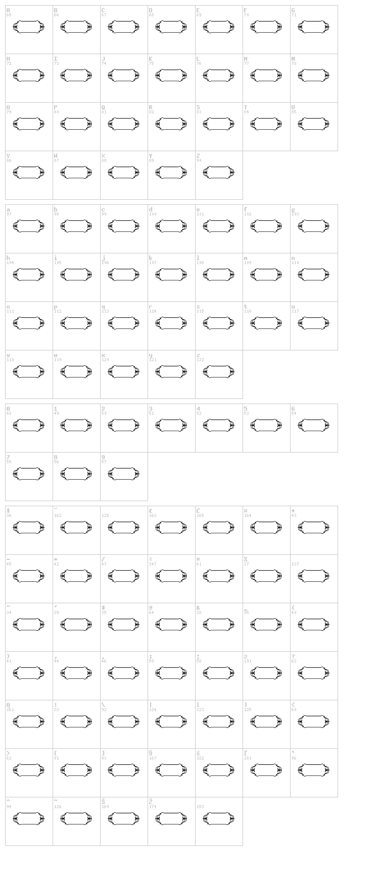 Vintage Panels 05 font map